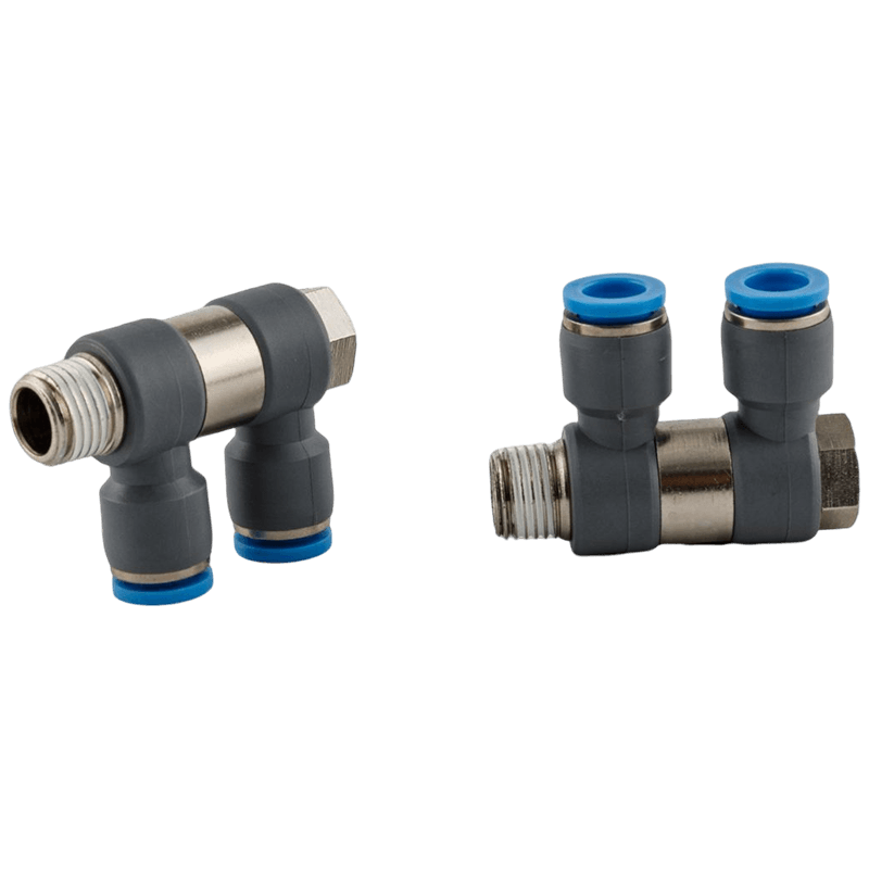 Double universal male elbow type pneumatic push-in fitting（three ways)