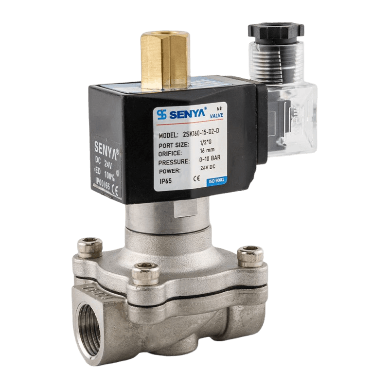 Stainless steel solenoid valve for fluid control in harsh environments