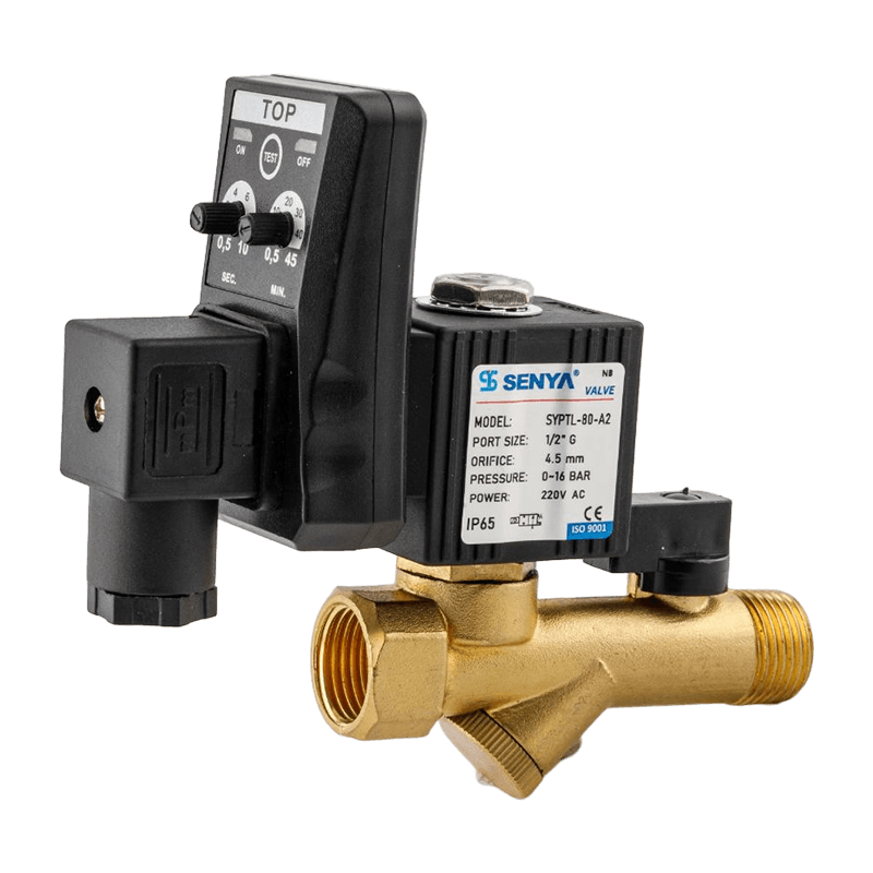 Excellent condensate discharge management solves two position two way timed drainage solenoid valve