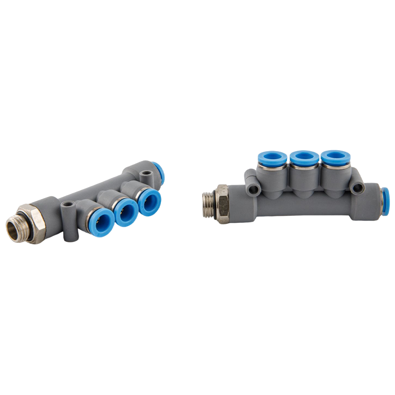 Triple universal tee male pneumatic push-in fitting  (five ways)