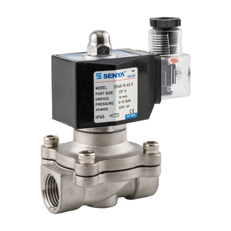 Stainless steel solenoid valve for fluid control in harsh environments