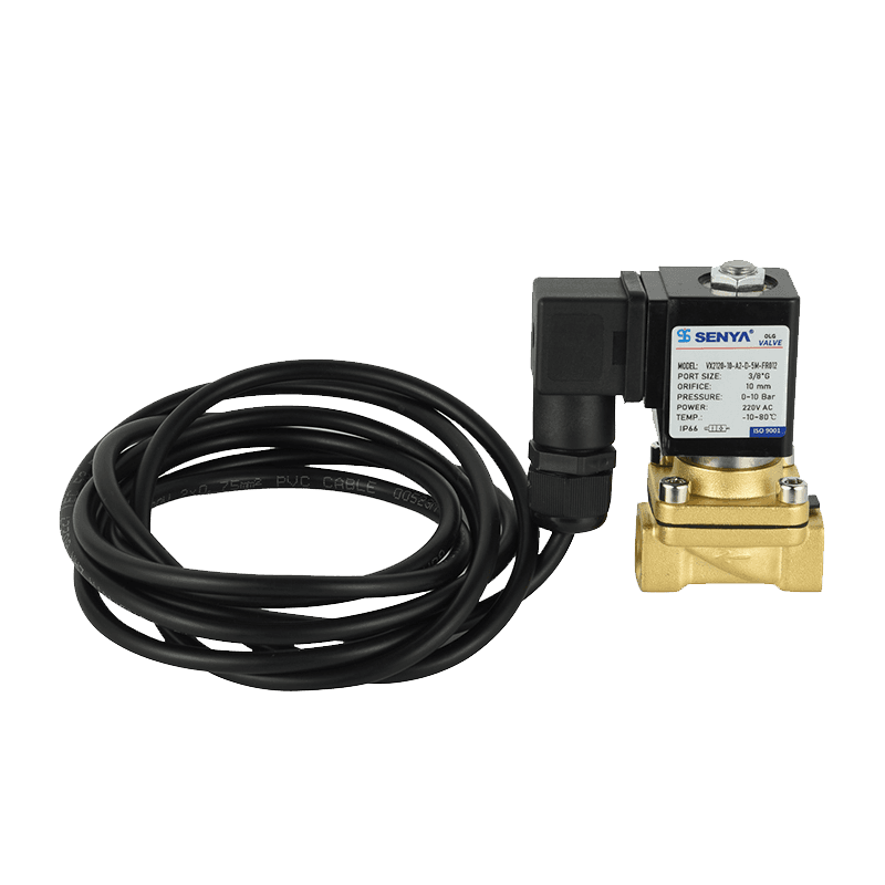Compact solenoid valve for fluid control in air conditioning heat and cold exchange systems